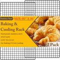 2PCS Cooling Racks for Cooking and Baking - 10" x 16"Heavy Duty Stainless Steel Wire Rack for Baking, Grilling, Roasting - Oven & Dishwasher Safe - Fits Half Sheet Pan（Black）