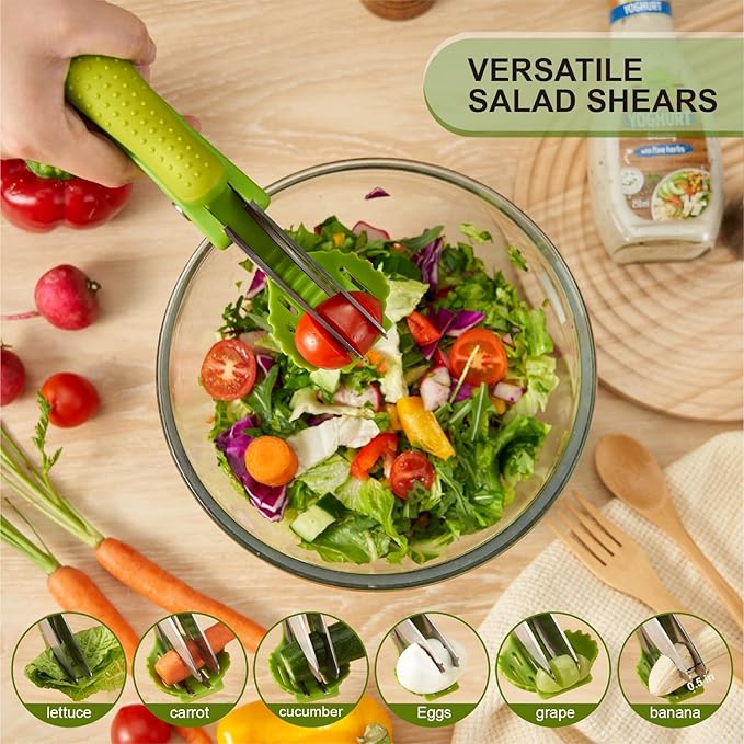 Salad Scissors, Salad Chopper with Double Blades, Lettuce Chopper, Lettuce Scissors for Chopped Salad, Chopped Salad Chopper Tool for Tossing and Chopping in Salad Bowl (Yellow)