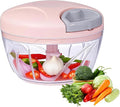 ‌Manual Food Processor Vegetable Chopper, Portable Hand Pull String Garlic Mincer Onion Cutter for Veggies, Suitable for Vegetables, Ginger, Garlic, Fruits, Onion, Potato, Salad (Pink 500 ml)‌