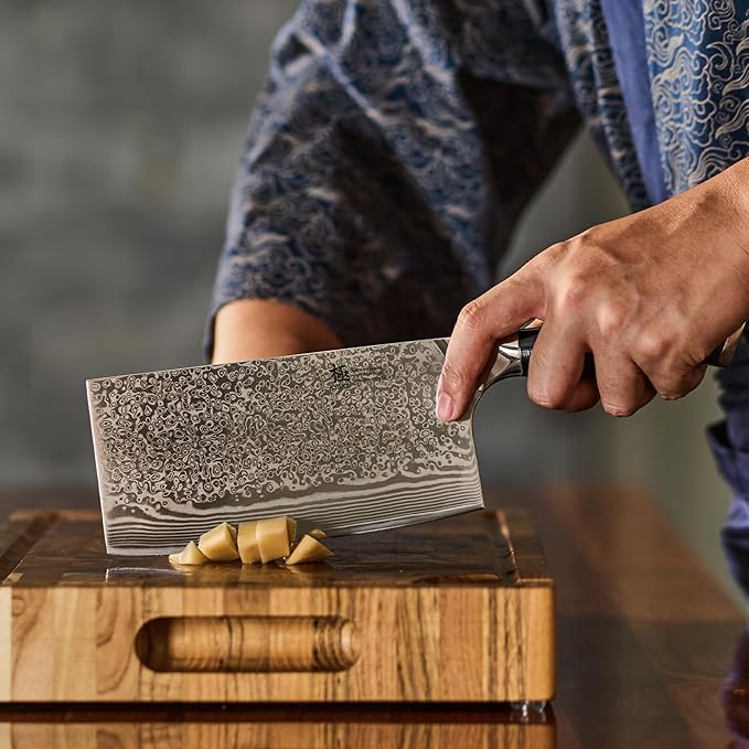 KYOKU Vegetable Cleaver Knife - 7" - Shogun Series - Japanese VG10 Steel Core Forged Damascus Blade - with Sheath & Case