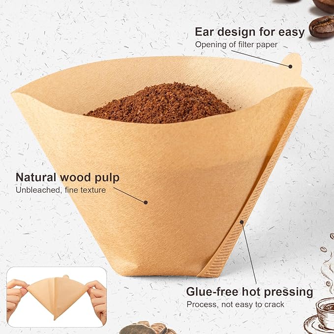 100Pcs Coffee Filters #4, Unbleached Natural Coffee Filters 8-12 Cup, Disposable Coffee Filters, 4 Cone Paper Compatible with Ninja Coffee Maker, Pour Over and Drip Coffee Maker