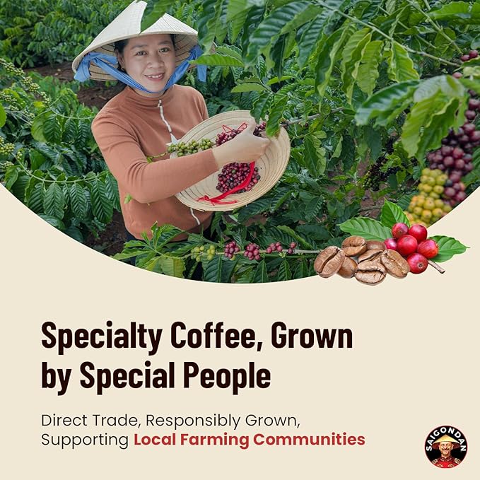 Pour Over Vietnamese Coffee – Saigondan Adventure | Espresso Robusta | 100% Robusta | Instant Specialty Coffee | Small Batch Roasted | Direct Trade | Naturally Sweet | 18 Sachets