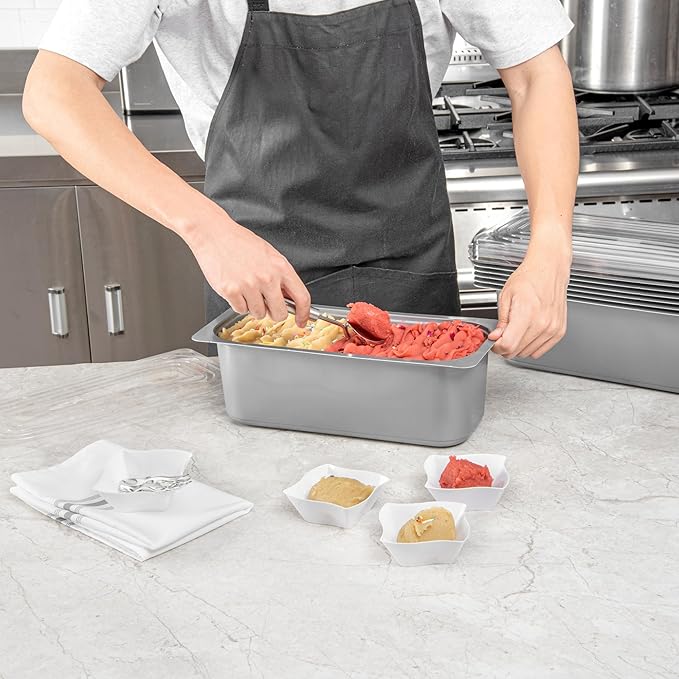 Restaurantware-RW Base 5 Quarts Ice Cream Containers, 100 Rectangle Disposable Containers - Durable, With Clear Lid, Black Plastic Box, For Ice Creams, For Cafes