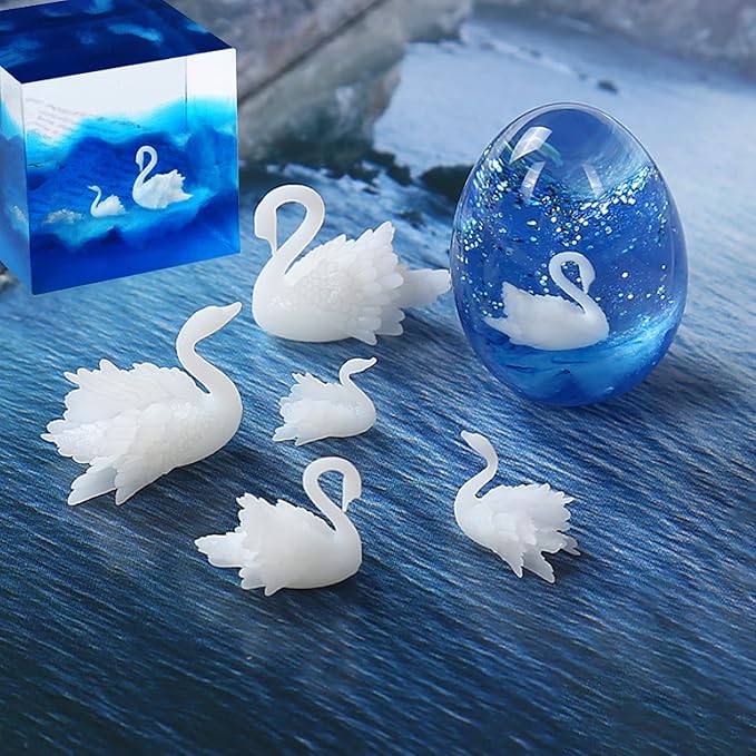 Woohome 14 PCS 3D Jewelry Making Supplies Resin Mould Filler, Mini Swan Mushroom Resin Casting Moulds Fillers, 3D Resin Filler Art Craft Supplies Epoxy Moulds for Art Resin Crafts DIY