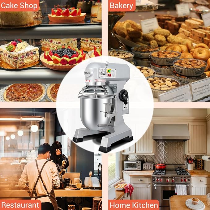 10 QT Dough Mixer, Food Commercial Industrial Grade Stand Mixer with Stainless Steel Bowl and 3 Types of Mixing Tools, Built for Professional Baking: Effortlessly Handles Large Recipes