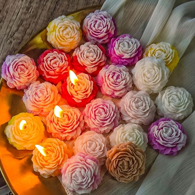 3 Cavities Peony Flower Soap & Candle Mold - Silicone 3D Molds for Flower, Peony & Home Decor - Resin Casting & Making Molds
