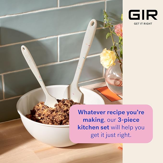 GIR: Get It Right 3-Piece Ultimate Silicone Kitchen Utensils Set - Spatula, Flip & Spoonula - Non toxic Cooking Utensils for Nonstick Cookware, Cooking and Baking - Studio White