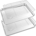 P&P CHEF 17.5 Inch Stainless Steel Baking Sheet with Rack Set (2 Pans+ 2 Racks), Cookie Sheets Baking Trays and Cooling Wire Racks, Oven & Dishwasher Safe, Pans with Flat Racks