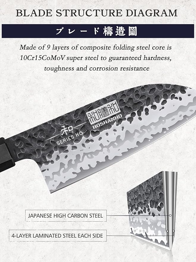 HOSHANHO Santoku Knife 5 Inch, Professional Japanese High Carbon Steel Chef's Knife, Ultra Sharp Kitchen Knife with Octagonal Rosewood Handle