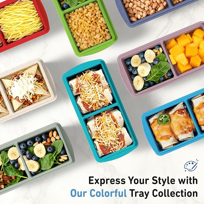 Silicone Freezer Tray with Lid Soup Freezer Container Molds with Steel Reinforced Rim Ice Cube Freezer Molds for Soup, Sauce, Leftovers, Homemade Meal Prep Containers Food Prep Home Essentials