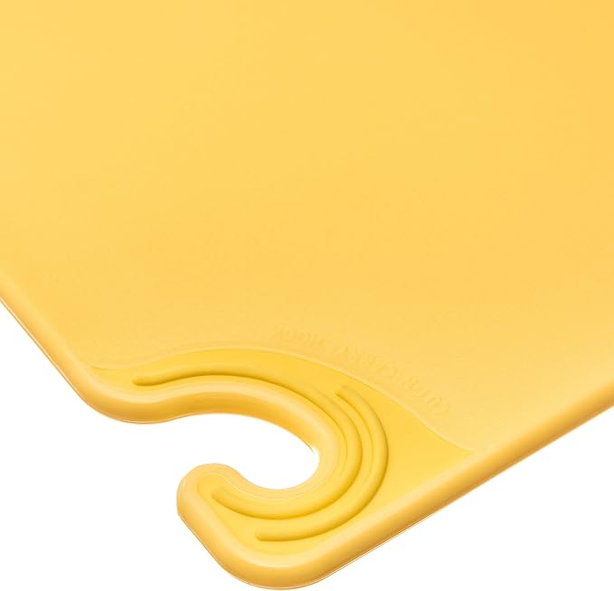 San Jamar Saf-T-Grip Plastic Cutting Board with Safety Hook, 18" x 24" x 0.5", Yellow