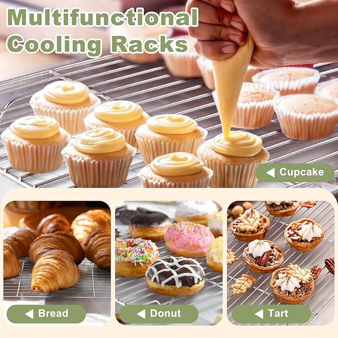 TeamFar Baking Sheet with Rack Set (3 Pans + 3 Racks), 16/12.5/9 Inch Stainless Steel Cookie Sheets Baking Pans Trays and Cooling Racks for Cooking Roasting, Non-Toxic & Heavy Duty, Dishwasher Safe