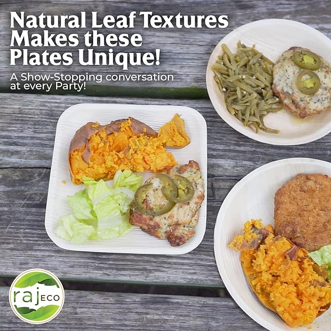 Raj Palm Leaf Bulk Bowls [25-Pack] 4" Square Bowls (6 CASES - 150 PACK) like Bamboo bowls Disposable, Strong, Decorative Compostable Tableware for weddings, Camping, Outdoor