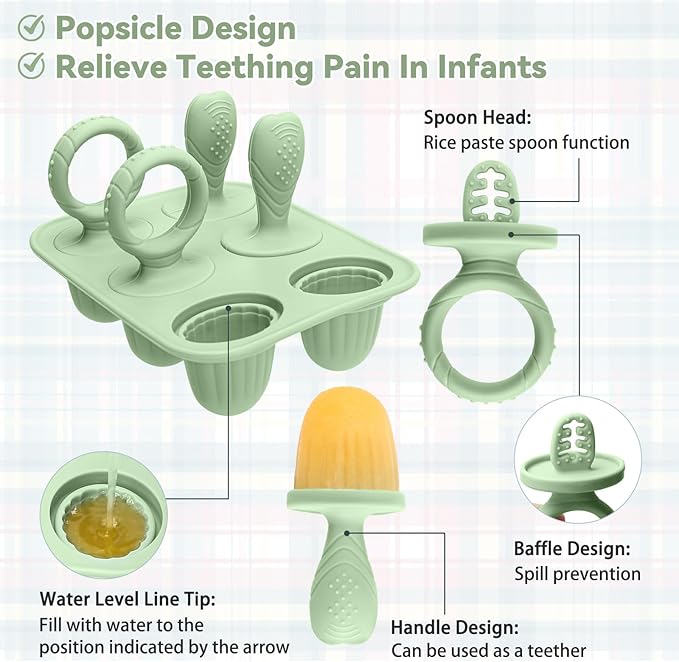 Silicone Toddlers Popsicle Molds with Sticks, Mini Popsicles Molds for Baby Breastmilk Popsicle Molds for Teething Relief, Frozen Treats Maker Popsicle Maker Ice Pop Mold for Babies Kids