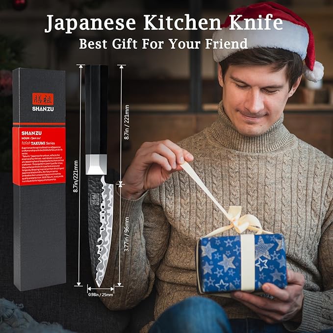 SHAN ZU Paring Knife 3.7 Inch, Japanese High Carbon Steel 10Cr15Mov Small Kitchen Knife, Ultra Sharp Fruit Knife with Ergonomic G10 Handle, Dishwasher Safe, Gifts for Women & Men