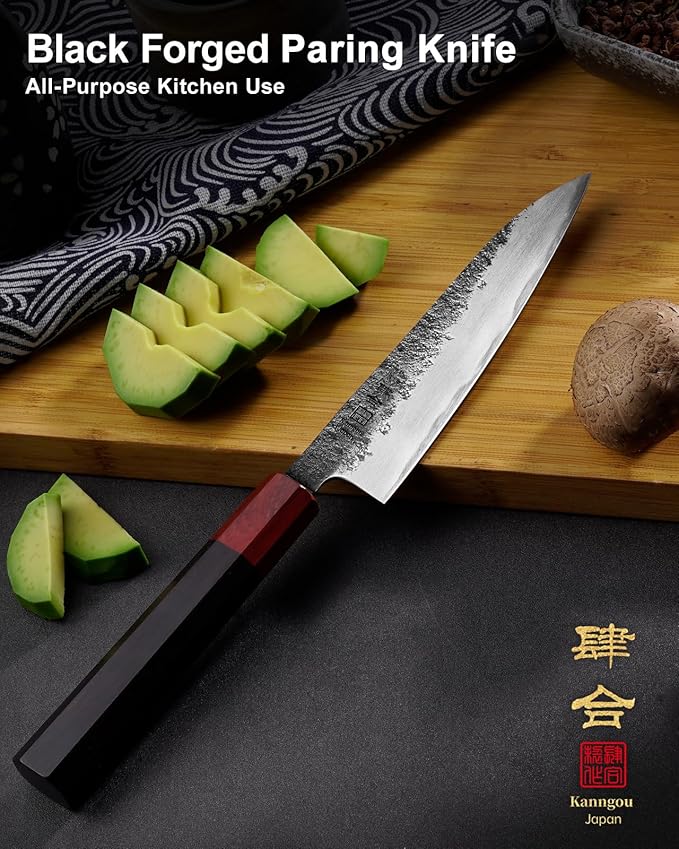 Paring Knife 5.3 inch Japanese Petty Knives, AUS-8 Alloy Steel Kitchen Utility Knife with Red Sandalwood and Eboy Wood Handle, Fruit Peeling Knife with Premium Box (WA Series)