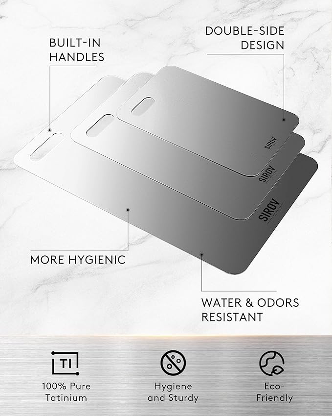 Titanium Cutting Board,Premium Titanium Cutting Board Set of 3, Pure Kitchen Chopping Boards, Non-Toxic & Dishwasher Safe for Meat, Fruit, and Vegetables (3PCS)