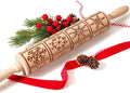 17" Premium Wooden Rolling Pins for Baking with Snowflake Embossed Designs | 3mm Deep Springerle Cookie Molds | Christmas Rolling Pin & Baking Gifts for Women | Includes 3-in-1 Cleaning Brush