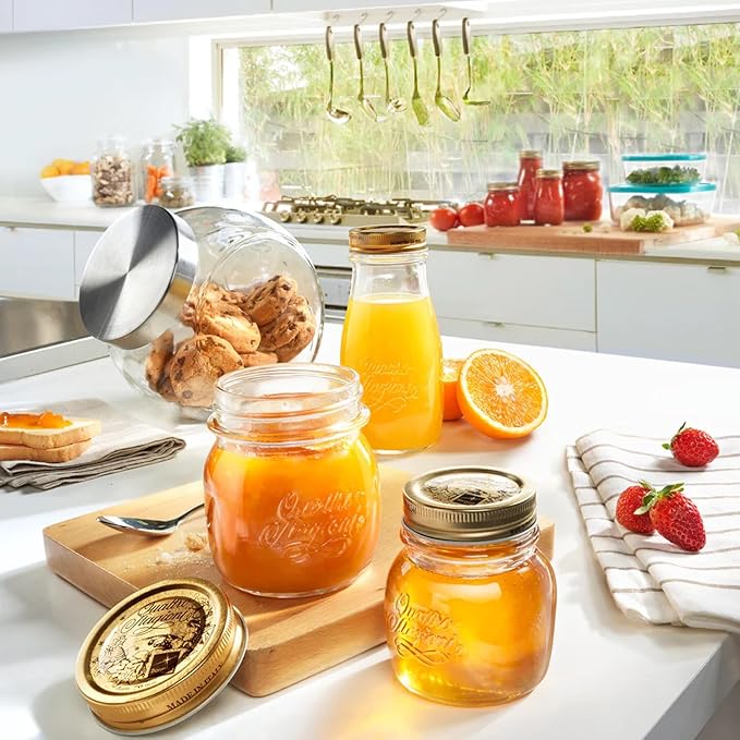 Bormioli Rocco Quattro Stagioni Bottle, 6.75 Oz - Glass Storage Jar with Airtight Twist Lid for Kitchen Organization, Pantry Canning, Homemade Gifts & Dry Food Storage - Made in Italy
