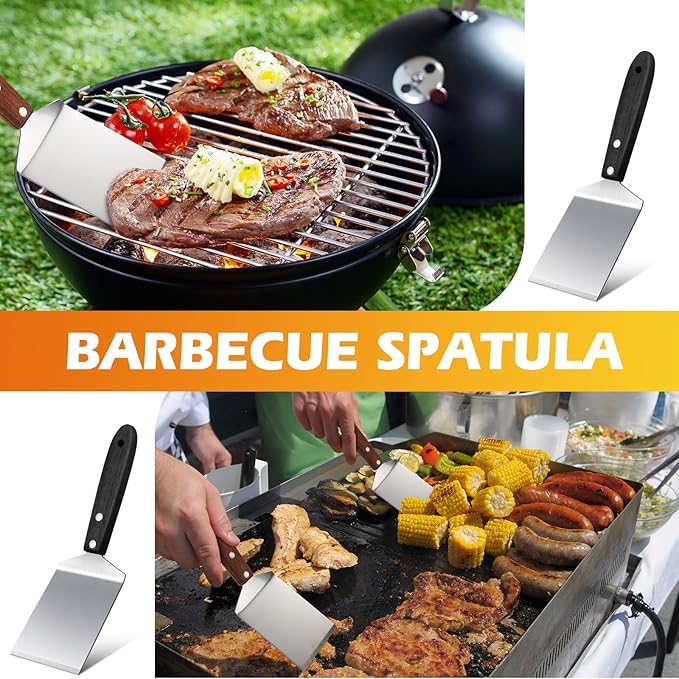 BBTO 20 Pcs Small Spatula Pizza Spatula Bulk Brownie Cookie Pie Server Pie Cake Stainless Baking Triangular Cutter Spade Wood Handle Shovel for Desserts Pizza Cake Biscuit(Black)