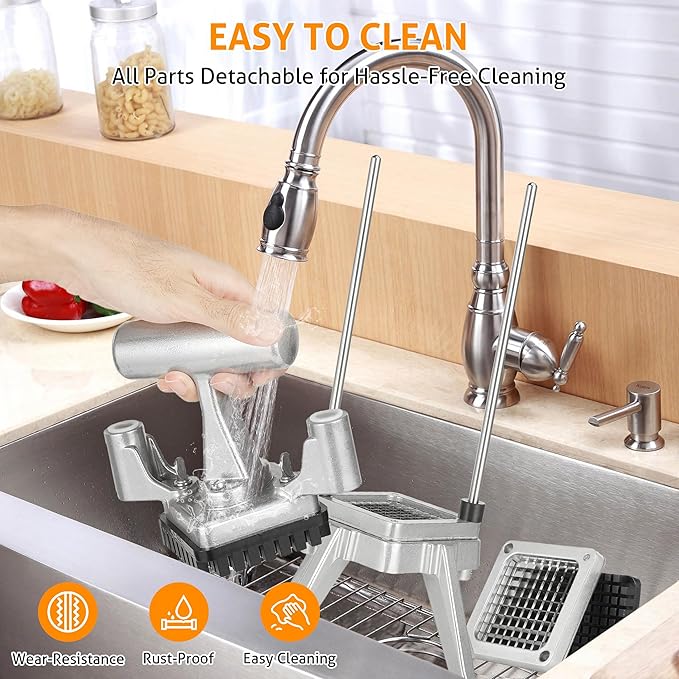 WICHEMI Commercial Chopper Vegetable Cutter Fruit Dicer Commercial Onion Chopper Professional Food Dicer Heavy Duty Stainless Steel Cutter for French Fry Tomato Potato Peppers Mushrooms (3/8")