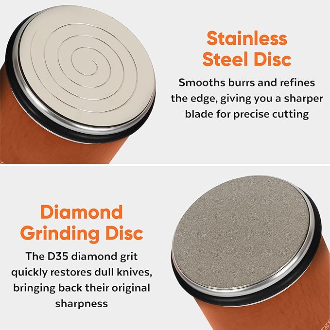 EdgeForge™ Rolling Knife Sharpener Kit - Dual-Grit Diamond & Ceramic Wheels - 5-Angle Magnetic Guide from 12-22 Degrees - Premium Beech Wood - Knife Sharpening Kit for Kitchen, Chef & Pocket Knives