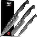 8C Damascus Knife Set - 3PC Chef's Knife, Kitchen and Paring Knives, High Carbon Stainless Steel, Ergonomic Full Tang ABS Anti-Skid Handle