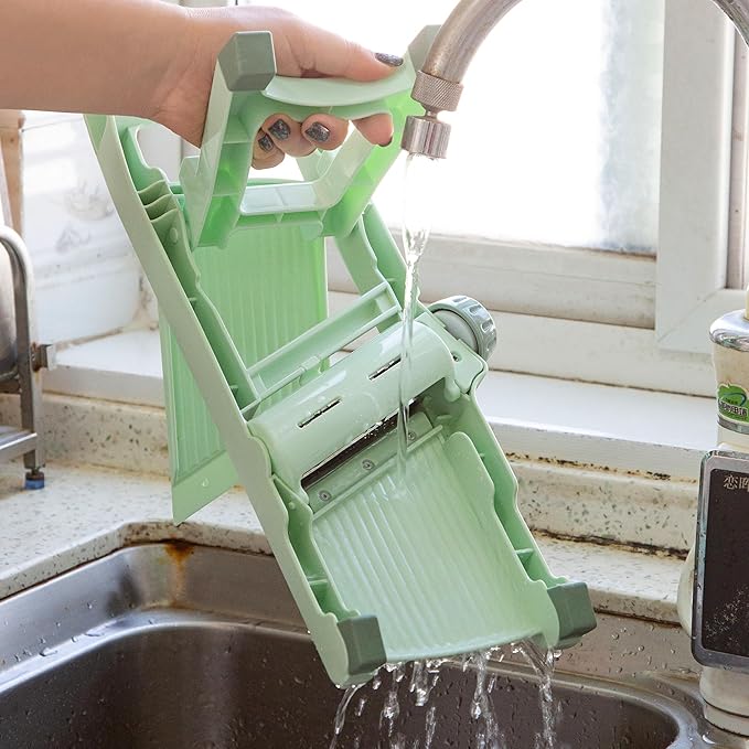 Adjustable Safe Mandoline Slicer for Kitchen, Stainless Steel Multifunction Vegetable & Fruit Cutter, Onion Potato Tomato Cabbage Apple Lemon Slicer Cutter, Multipurpose Veggie Slicer.