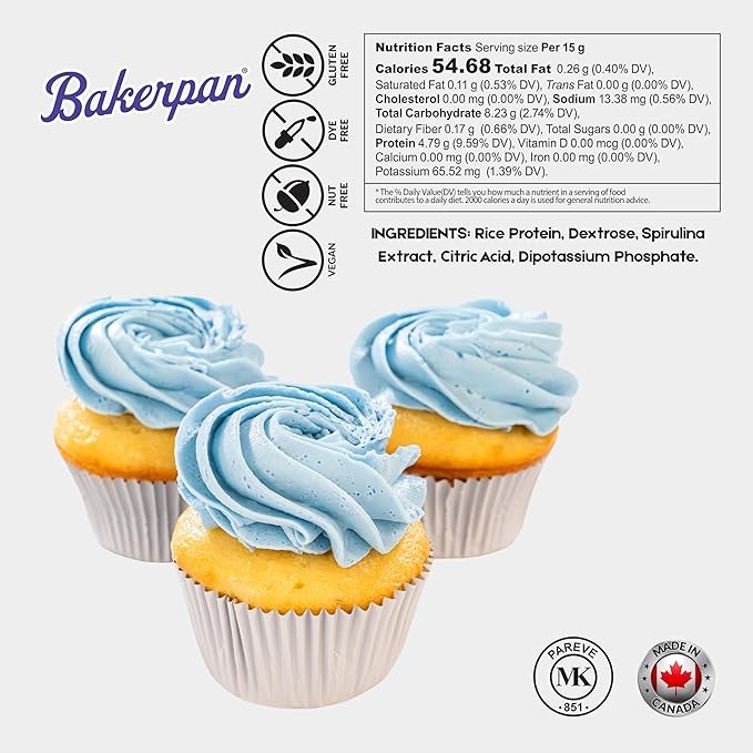Bakerpan Blue Oil-Based Natural Food Coloring Powder for Baking - 30 g - Plant-Based, Dye-Free Coloring for Buttercream Frosting, Chocolate, Candy Color, Icing, Cakes