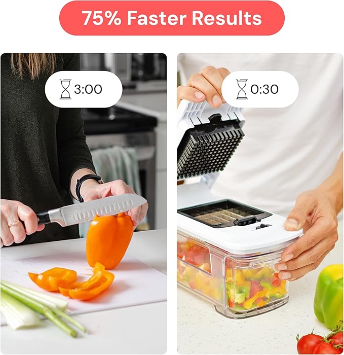 Fullstar All-in-1 Vegetable Chopper and Mandoline Slicer for Kitchen - Cheese Grater, French Fry Cutter, Cheese Slicer - Bonus Handheld Spiralizer Included (6 in 1, Black)