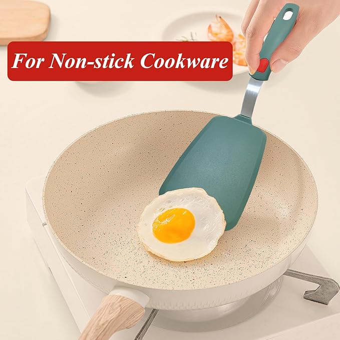 Silicone Spatula Turner, Pancake Spatulas for Nonstick Cookware Pan, Heat Resistant 600°F, Thin Flexible Large Cooking Spatula for Kitchen Use, Flipper for Omelette Egg Fish, Dishwasher Safe