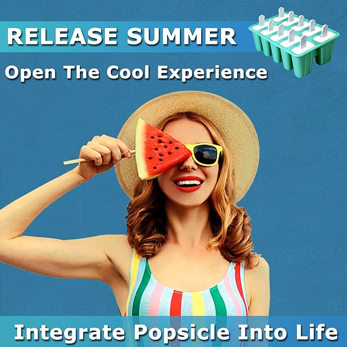 Silicone Popsicle Molds 10-cavity, DIY Ice Pop Mold for Kids Adult Teens, BPA Free Ice Cream Molds for Party Yogurt Juice Smoothies Sticks