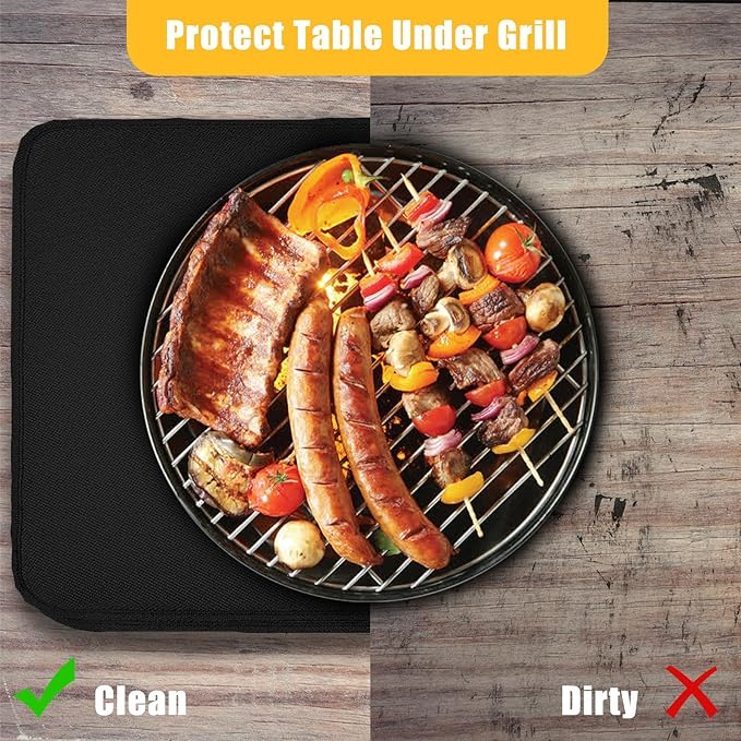 20" x 25" Rectangular Grill Mat, Fire Pit Mat Fireproof Under Grill Mat Oil-Proof Waterproof BBQ Pad for Outdoor Grill Accessories, Heat Resistant Protective Deck and Patio Mat Fire Resistant Pad