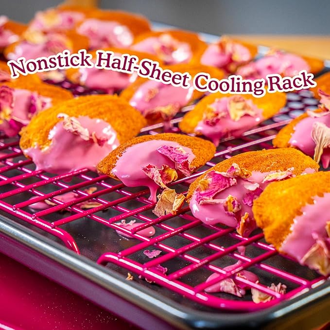 Great Jones Big Chill Wire Cooling Rack (Blueberry) – 16.9" × 11.4" Heavy-Weight Aluminized Steel,Nonstick Baking Rack – Oven Safe 450 °F, Bacon & Cookie Cooling Rack – Fits Half Sheet Pans