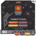 Copper Moon Single Serve Coffee Pods For Keurig K-Cup Brewers, Light Medium & Dark Roast, Variety Pack, 80 Count