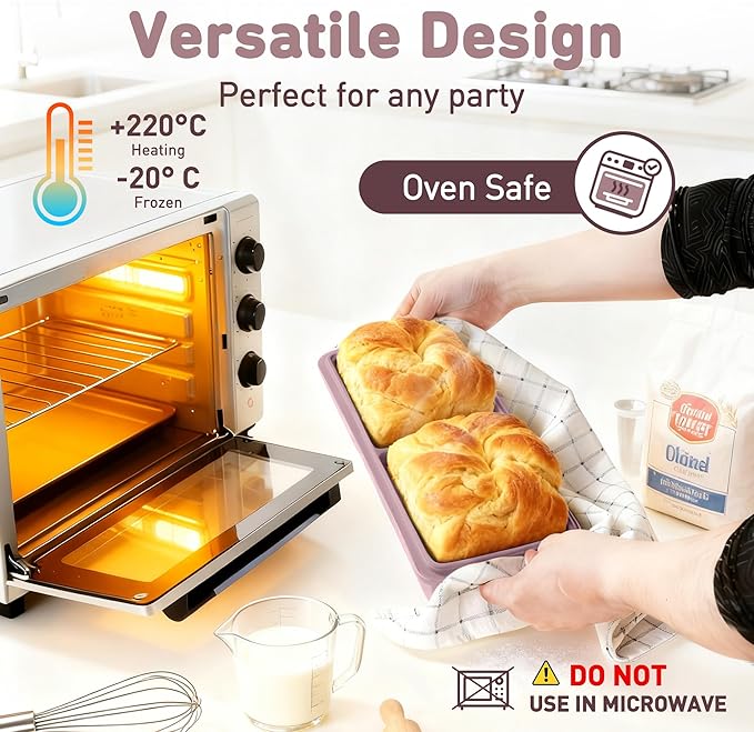 Silicone Freezer Tray with Lid Soup Freezer Container Molds with Steel Reinforced Rim Large Ice Cube Tray Makes 4 Perfect 2 Cup Portions Cubes Storage Food Meal Prep Containers Cookware 2 Pack
