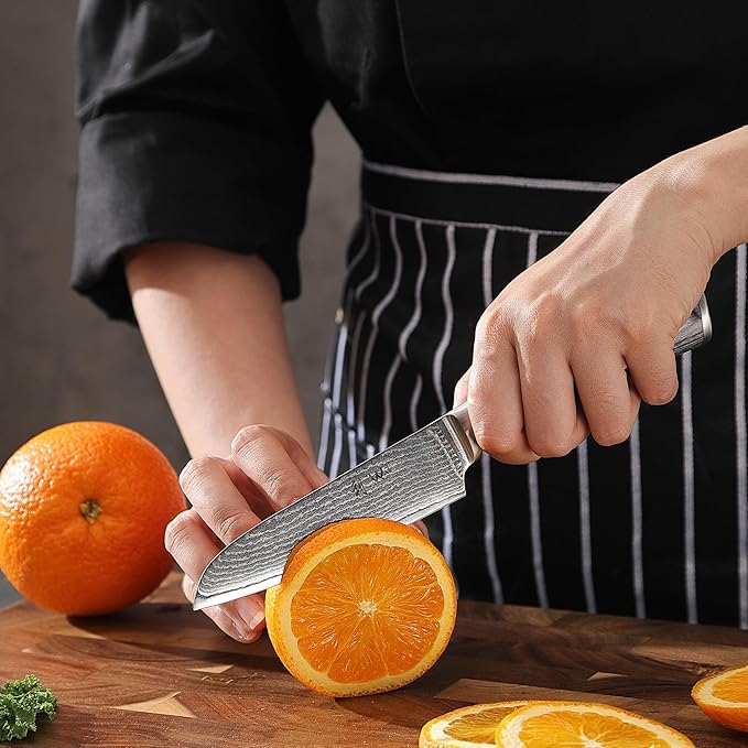 Wakoli EDIS Damascus 5-Piece Knife Set – Japanese Style Kitchen Knives | Genuine Damascus Steel Blades with VG10 Core | Ergonomic Micarta Handles | Professional Chef Knife Set in Gift Box