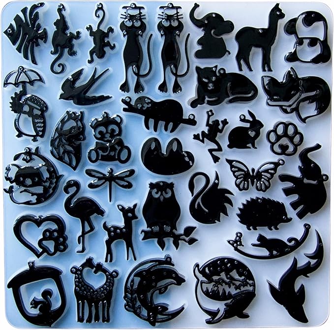 Keychain Resin Molds Silicon Animals 34pcs UV Resin Mold, Epoxy Resin Molds for Keychain Pendant Molds for Epoxy Resin Earring Mold, Earrings, Necklace
