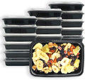 MULMEHË Plastic Meal Prep Take-Out Container and Lid Combo, 12 oz, Microwaveable, Rectangular, Black, 5.5x2.5x1.5”, Set of 150