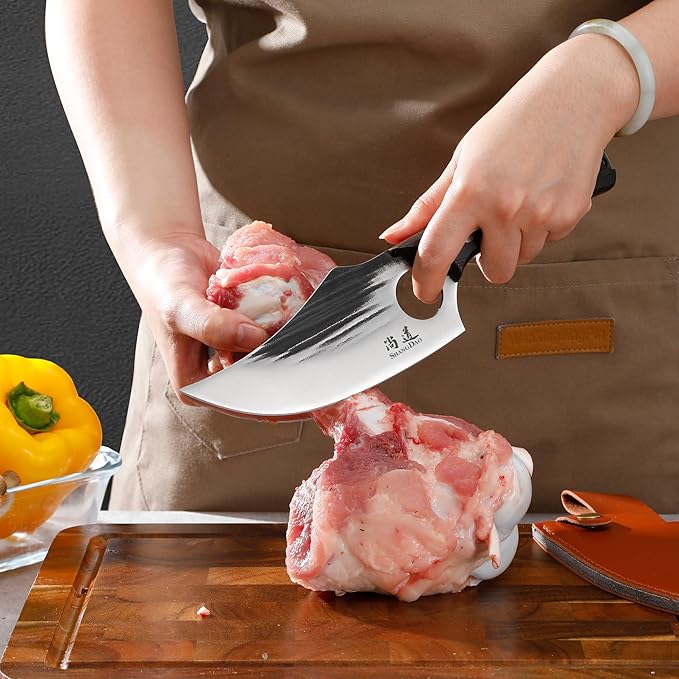 SHANGDAO Boning Knives, 6 ″ Viking Boning Knife for Meat Cutting, High-carbon steel Chopper Knife, Forged Blade & Wood Handle, Hand Forged Full Tang Knife