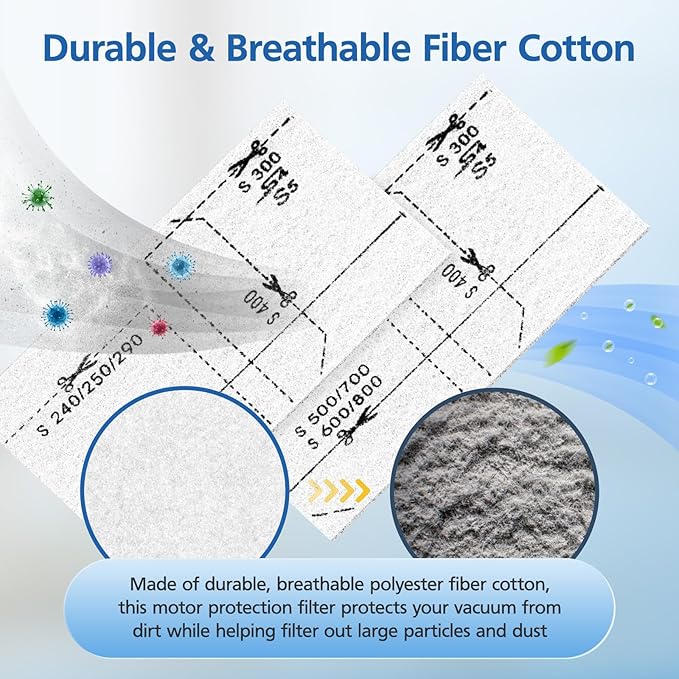 8 Pack AirClean Filters & Motor Protection Filters Compatible with Miele Classic C1, Compact C1/C2, Complete C1/C2/C3, and S Series S241,S227,S240,S270,S290,S300i,S400,S500,S700,S2,S4,S5,S6,S8 Vacuums