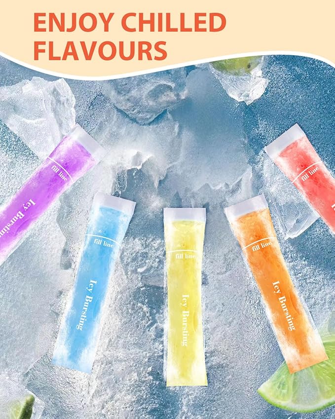 150 Disposable Ice Popsicle Mold Bags (8x2") for DIY Natural Fruit Snacks, Juice & Smoothies, Ice Pops Molds | BPA-Free, Zip Seals, Funnel Included