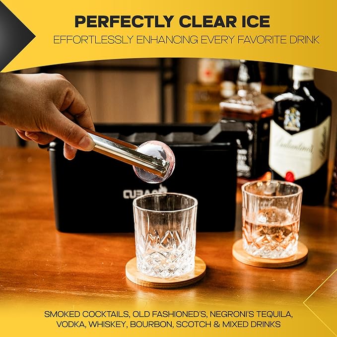 Crystal Clear Ice Ball Maker – 8 Large 2 Inch Spheres That Chill Without Diluting – Premium Hard Shell Ice Tray with Bonus Freezer Bag – Clear Ice Mold for Whiskey, Bourbon & Cocktails by CUBARO