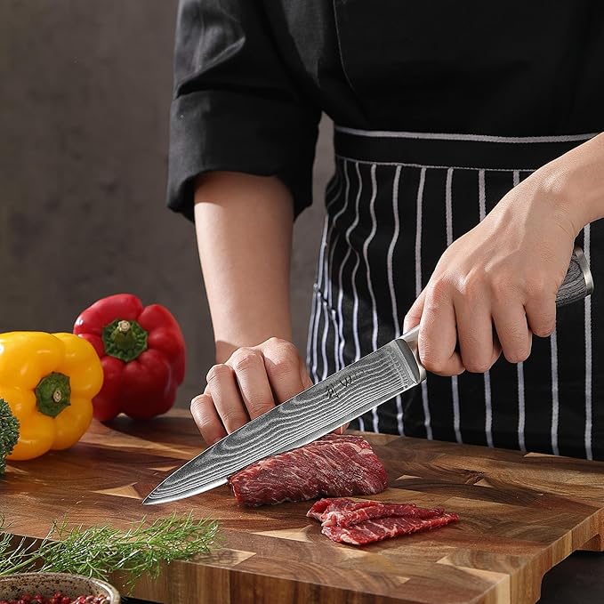 Wakoli EDIS 6-Piece Damascus Chef Knives | Japanese Style Professional Kitchen Knife Set with VG10 Core & Ergonomic Pakkawood Handles in Gift Box