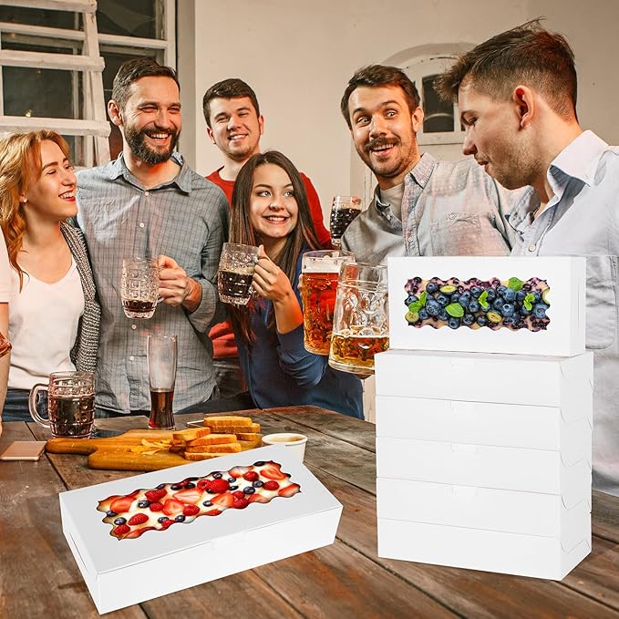 36 pcs Cookie Boxes,12x5.5x2.5 Inch Bakery Boxes with Window for Pies Chocolate Strawberries Muffins Donuts Pastry Dessert Christmas(White)