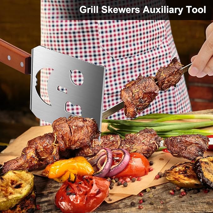 Heavy Duty BBQ Grill Tongs and Spatula for Outdoor Grill, 17” Long 5-in-1 Grill Spatula Comes with an 16” Long Locking Kitch Tongs, Best BBQ Gifts for Barbecue Grilling Master