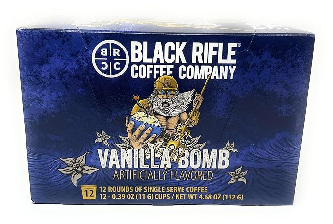 Black Rifle Coffee Company Vanilla Bomb 12 Count, Medium Roast K Cups - Single Serve K Cups Coffee Pods - Kcup Pods Compatible with Keurig 1.0 & 2.0 - Made from Arabica Beans