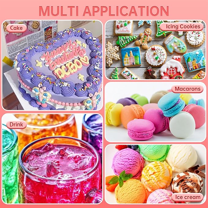 Gel Food Coloring Set - 24 Colors Concentrated Vibrant Edible Food Grade Dye for Baking, Cake, Cookie Decorating, Fondant, Icing, Frosting, Macaron, DIY Crafts - 16.23 fl.oz (20ml/Bottle)