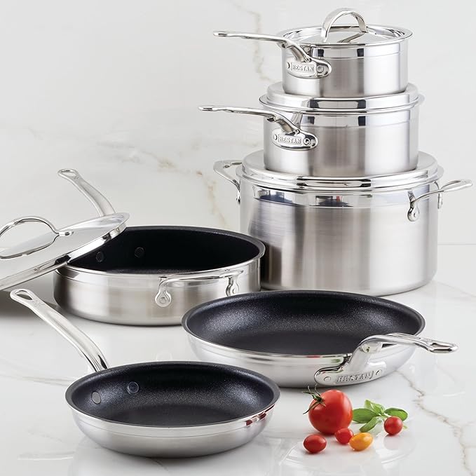 Hestan ProBond Forged TITUM - Professional Clad Stainless Steel, Nonstick, Frying Pan Set (8.5'' & 11''), Induction Compatible, Made without PFOAs