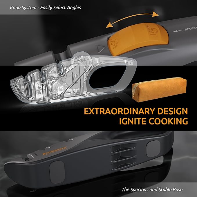5-Angle Adjustable Knife Sharpener for Kitchen, Scissors & Pocket Knives – Precision 15°-24° Sharpening, Coarse & Fine Slots, Non-Slip Base, Ergonomic Handle, Safe & Easy to Use